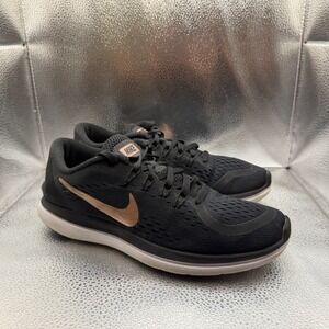 Size 8 Nike Flex 2017 Run Black Womens Low Top Lace Up Running Shoes 898476-008